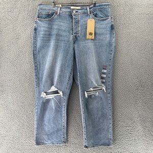 Levi’s Wedgie Straight Womens 20W Distressed High Rise Medium Wash NWT